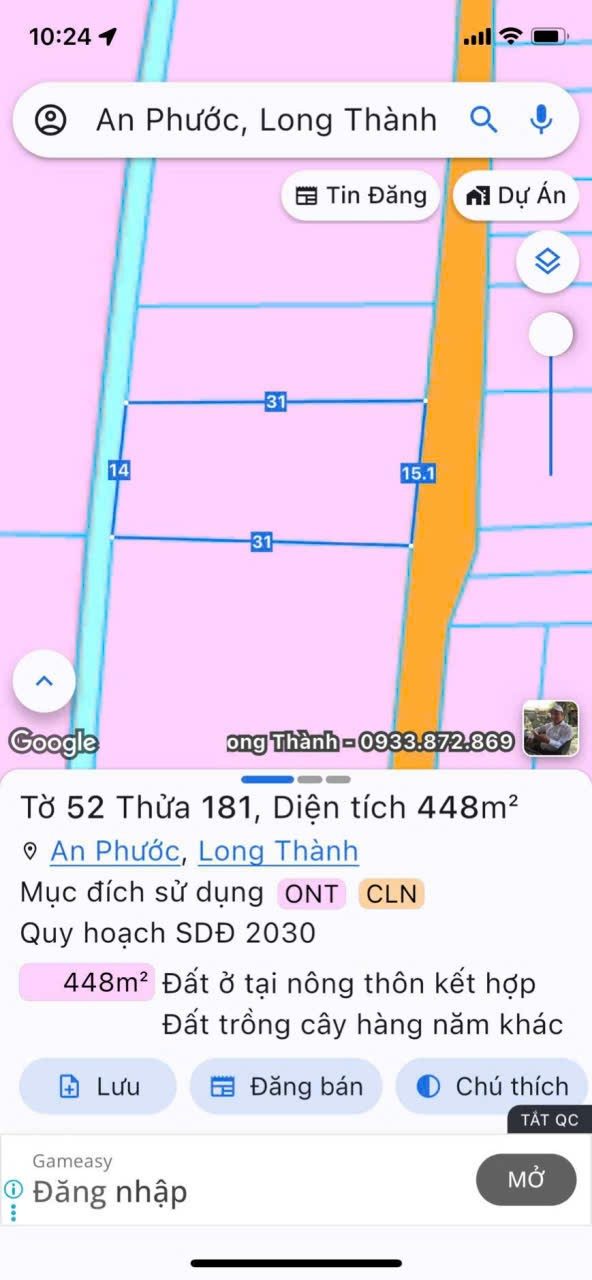 Đất nền An Phước, Long Thành 465m² giá 4.2 tỷ - Sổ đỏ chính chủ