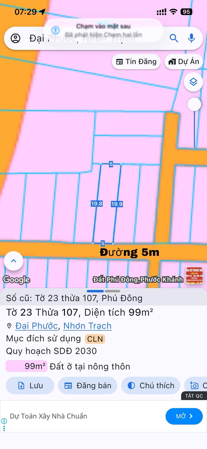 Đất CLN 99m² tại xã Đại Phước giá 1.37 tỷ - Cơ hội đầu tư hấp dẫn!