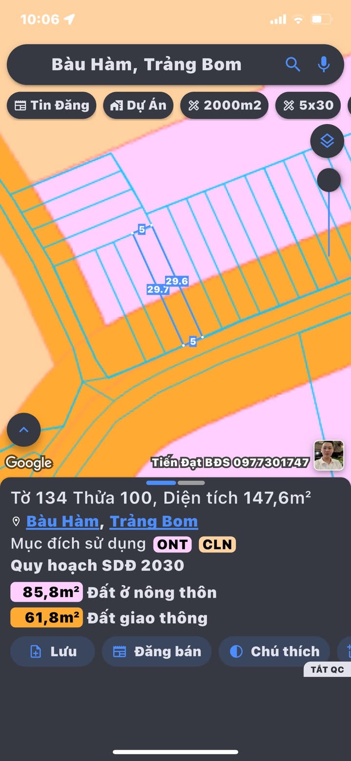 Đất kinh doanh mặt nhựa Xã Bàu Hàm, Trảng Bom 134m² giá 750 triệu - Đầu tư sinh lời!