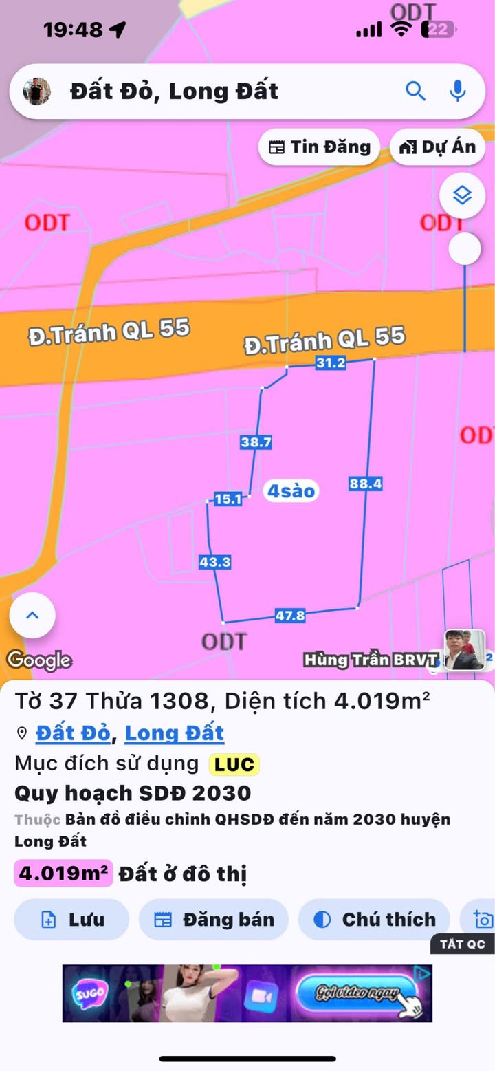 Đất Đỏ 4000m² giá 16 tỷ - Mặt tiền Quốc lộ 55, sẵn sàng xây xưởng!
