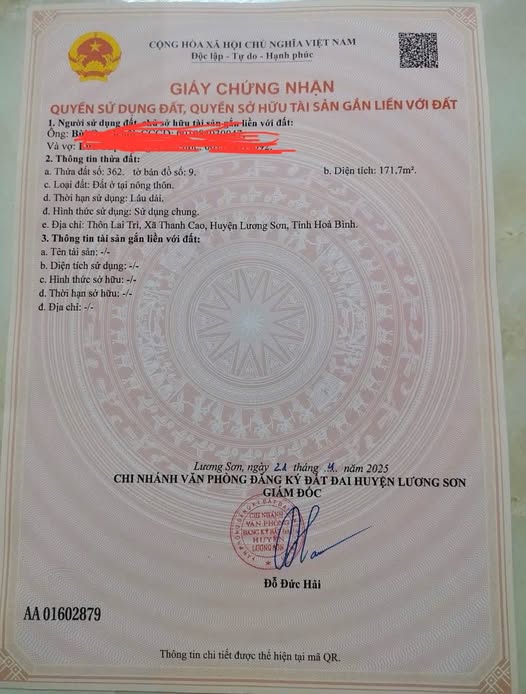 Đất thổ cư Lương Sơn Hòa Bình 171m² - Cơ hội đầu tư tuyệt vời!