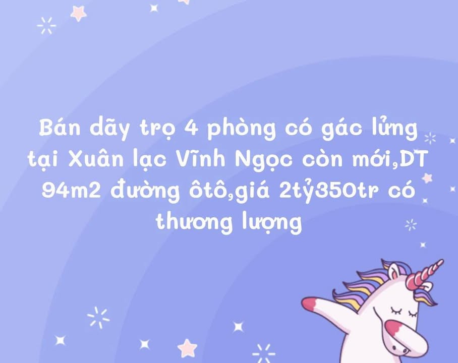 Dãy trọ 4 phòng gác lửng tại Vĩnh Ngọc, 94m² giá 2.35 tỷ - Đầu tư sinh lời ngay!