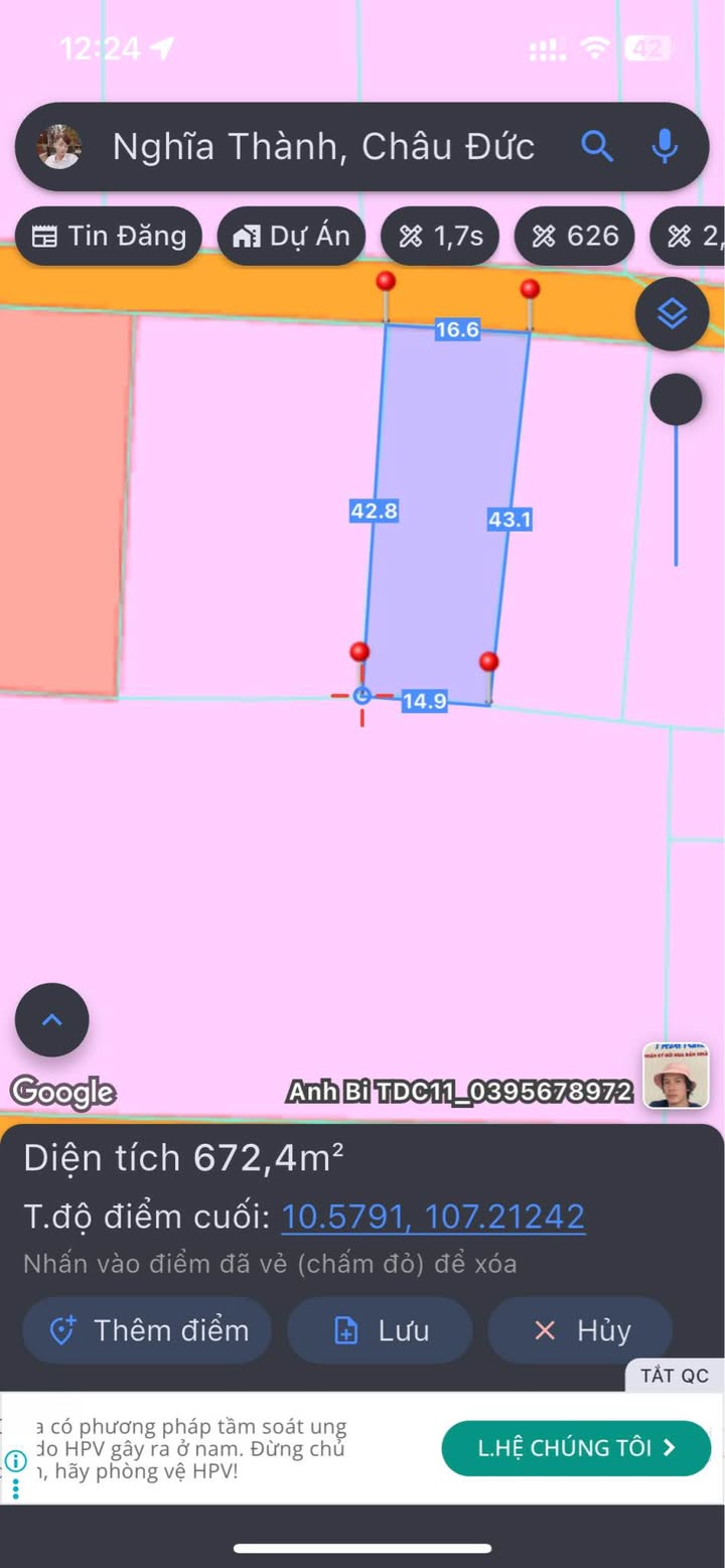 Đất nền Nghĩa Thành Châu Đức 630m² giá chỉ 18 tỷ - Sổ hồng thổ cư 100%!