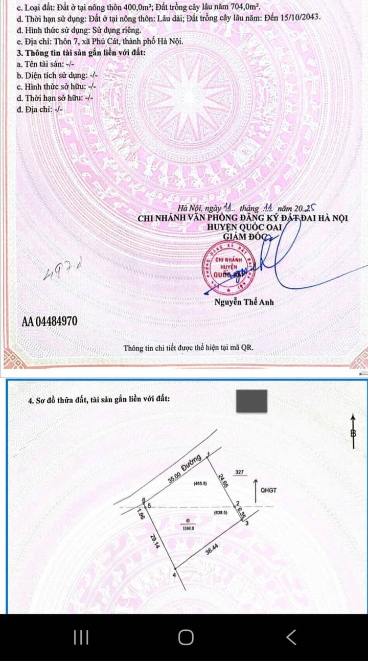 Lô đất Phú Cát 1104m² giá thỏa thuận - Vị trí vàng đầu tư sinh lợi!