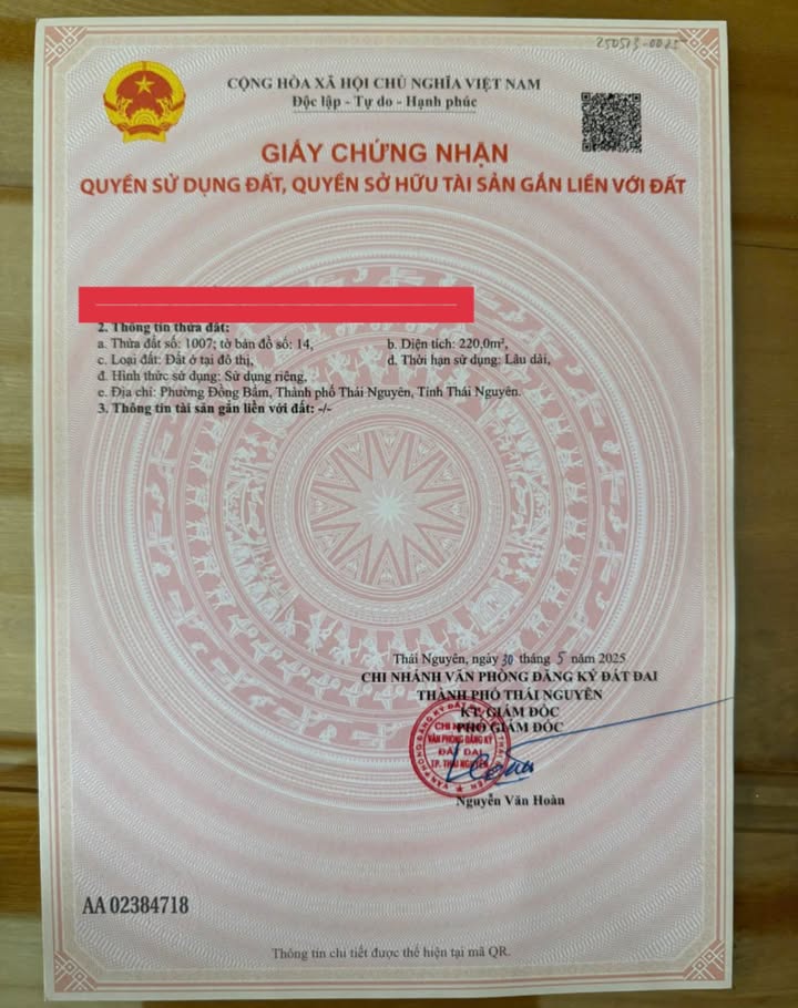 Đất thổ cư phường Đồng Bẩm 220m² giá 2.3 tỷ - Cơ hội đầu tư sinh lời!