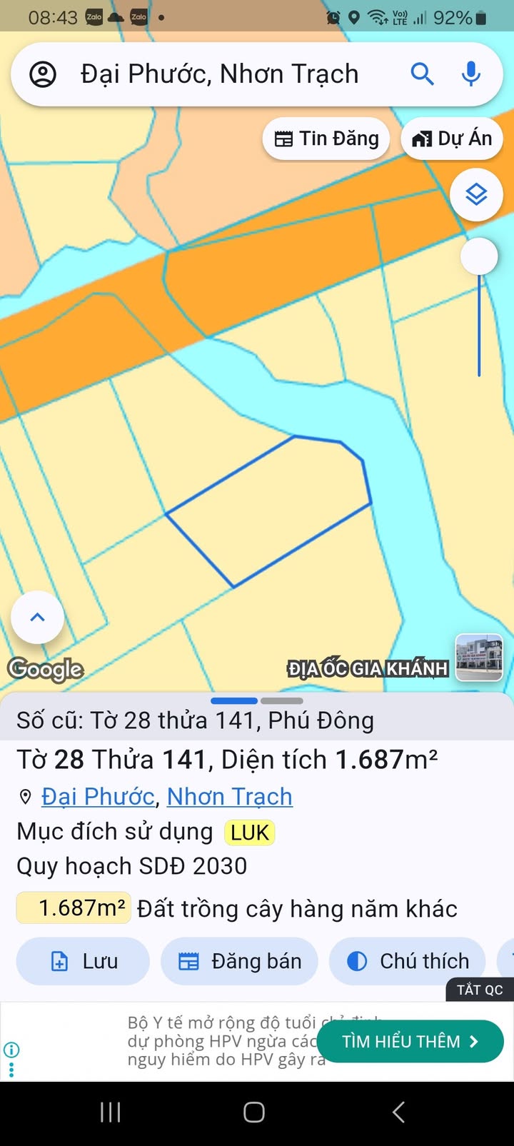 Đất ruộng Phú Đông Nhơn Trạch 1000m² giá 1.75 tỷ - Gần đường liên cảng