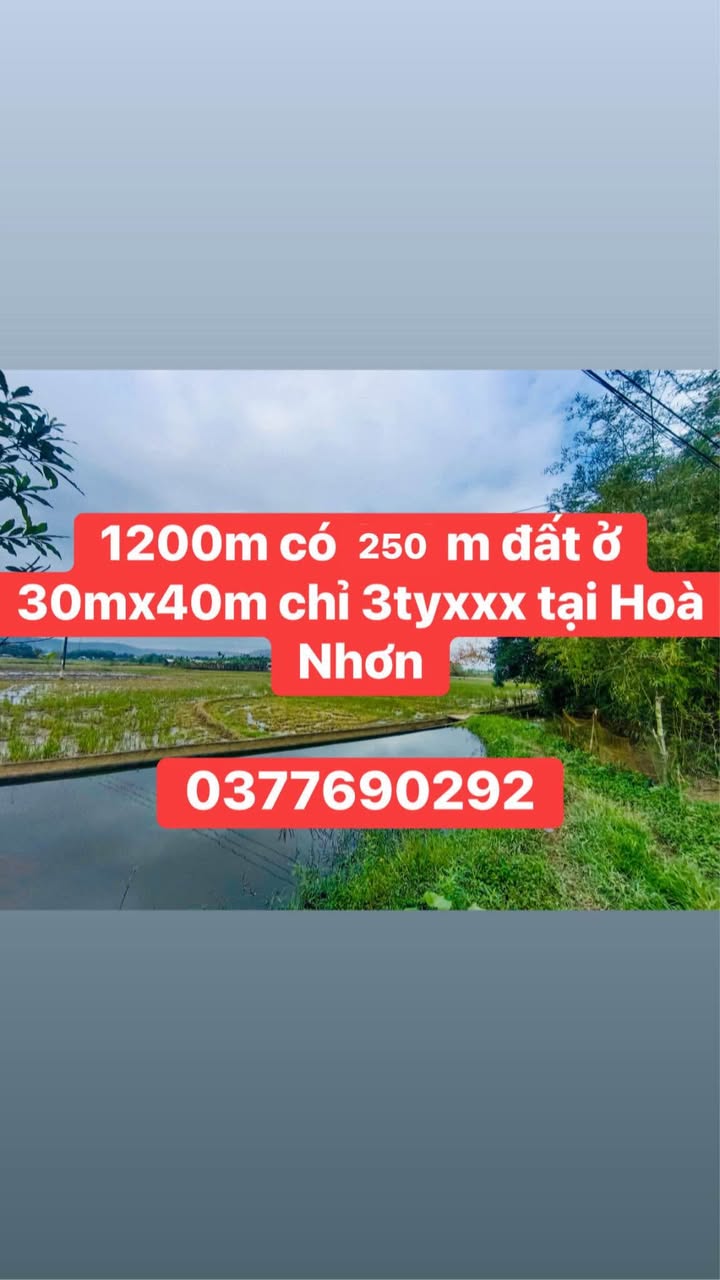 Đất nền Hòa Khương Đông, Hòa Nhơn, Đà Nẵng 1200m² giá 3 tỷ - Đầu tư sinh lời ngay!