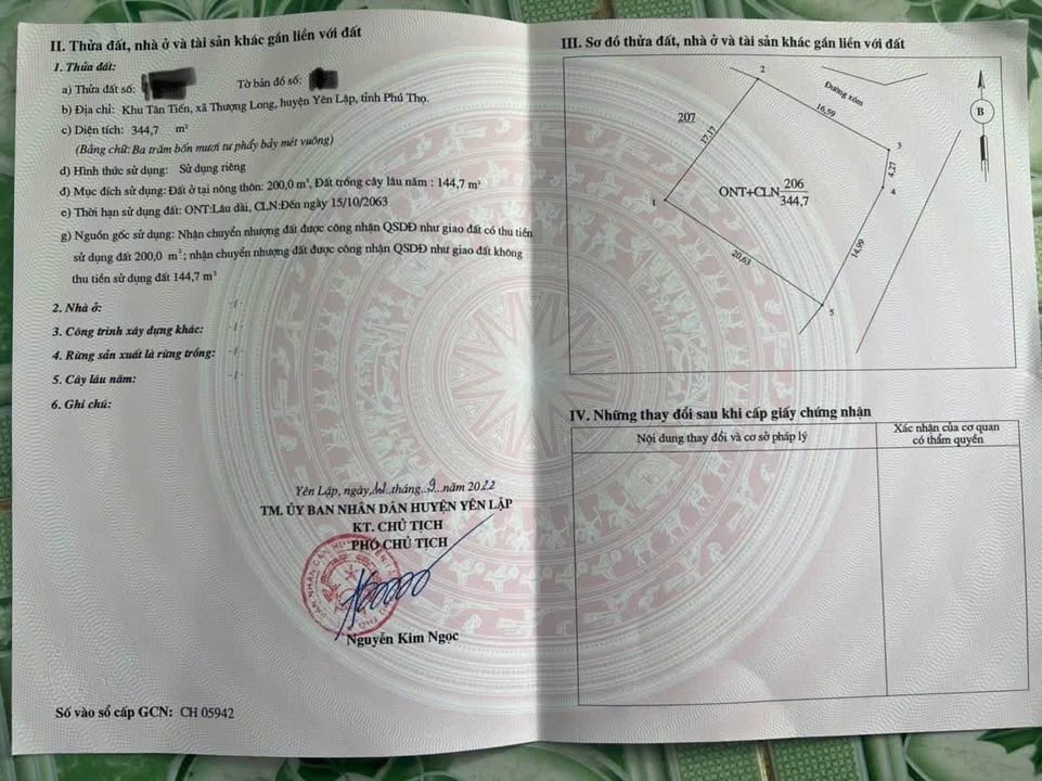 Lô đất Thượng Long, Yên Lập 345m² giá 500 triệu - Cơ hội đầu tư hiếm có!