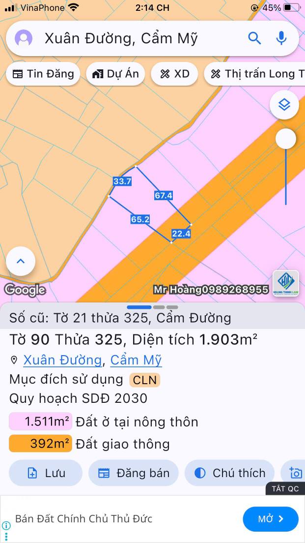 Đất nền Cẩm Đường, Long Thành 3405m² giá 22.1 tỷ - Đầu tư sinh lời ngay cạnh sân bay!