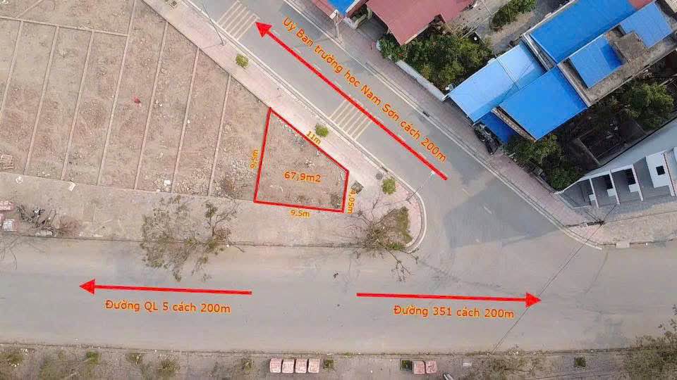 Đất nền đường Cách Hạ, Nam Sơn 67m² giá 2.68 tỷ - Lô góc 3 mặt tiền