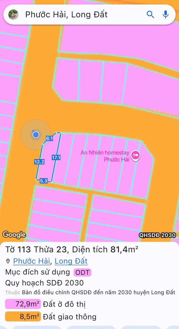 Đất nền góc 2 mặt tiền đường Lê Lai Phước Hải 81m² giá 3.5 tỷ - Vị trí đắc địa gần biển!
