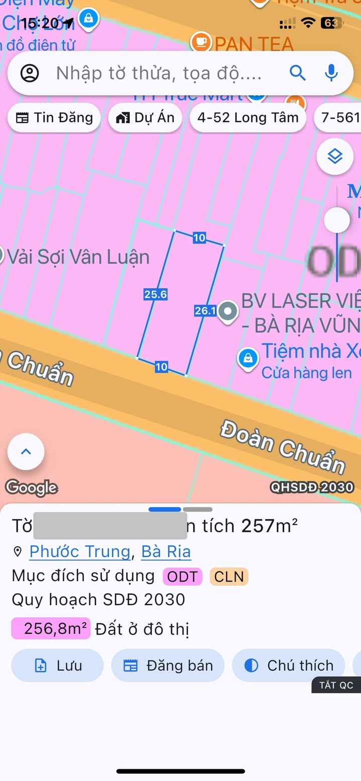 Mặt tiền Đoàn Chuẩn, Phước Trung, Bà Rịa 260m² giá 9 tỷ - Tiềm năng đầu tư lớn!