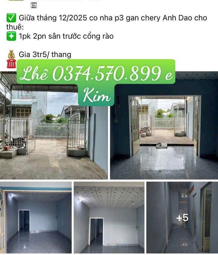 Nhà cho thuê phường 3, TP Tây Ninh giá 3.5 triệu - Không gian sống thoải mái!