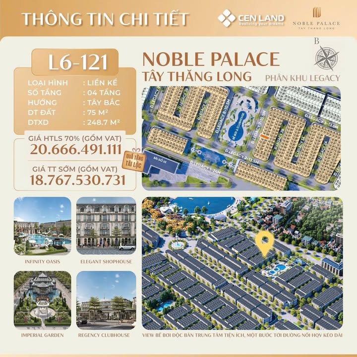 Shophouse Noble Palace Tây Thăng Long 75m² giá 18.7 tỷ - View bể bơi đẳng cấp!