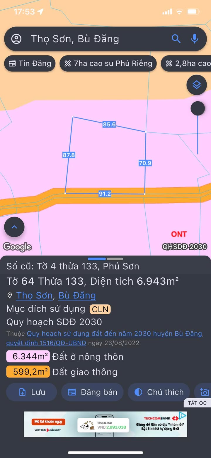 Đất nền 7000m² Phú Sơn, Bù Đăng giá chỉ 300 triệu - Cơ hội đầu tư không thể bỏ lỡ!