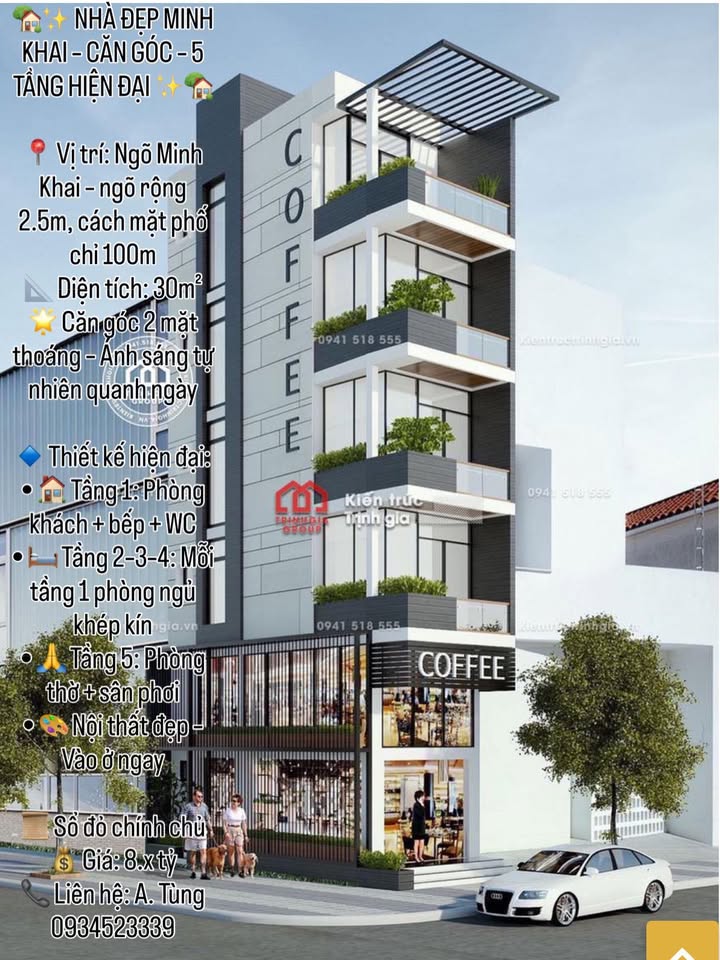 Nhà đẹp Minh Khai 30m² giá 8 tỷ - Căn góc hiện đại, vào ở ngay!