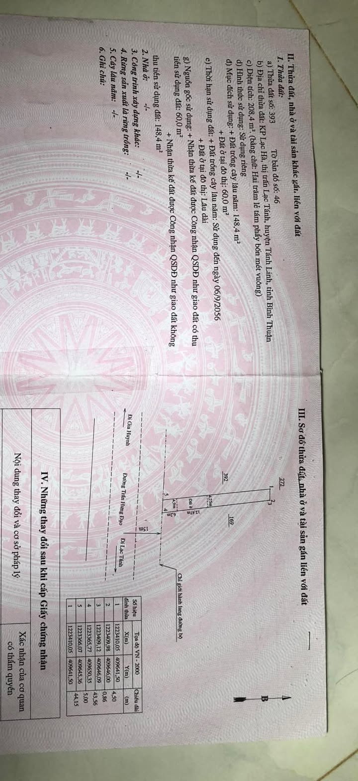 Đất nền mặt đường Trần Hưng Đạo, Lạc Hà, Tánh Linh 215m² chỉ 850 triệu - Sổ đỏ chính chủ!