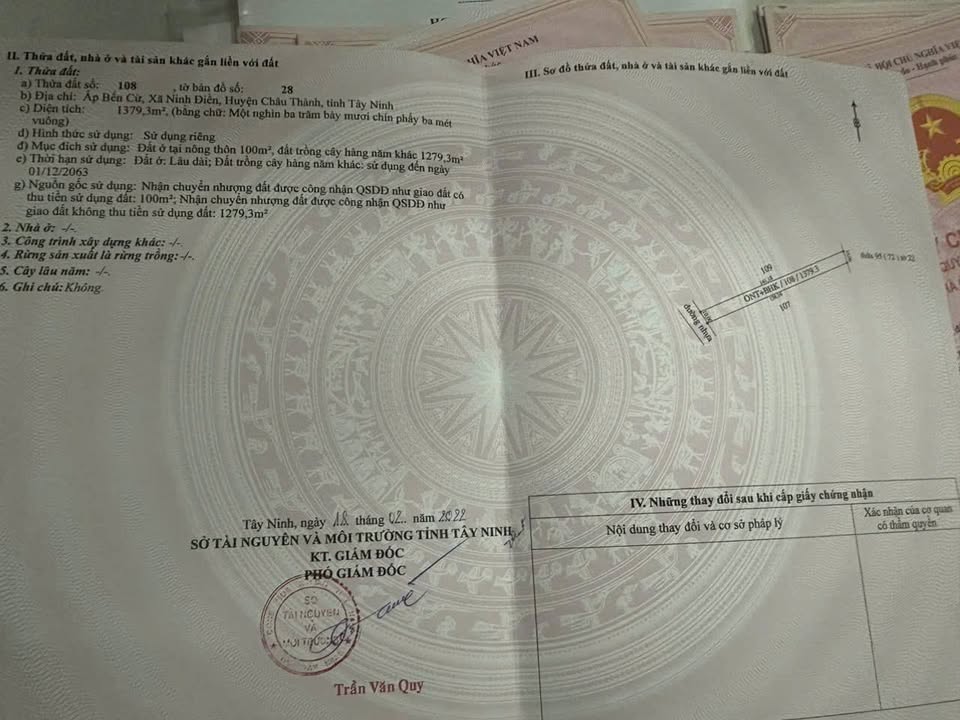 Đất nền Ấp Bền Cừ, Ninh Điền 1400m² giá 750 triệu - Phong thủy tốt, giao thông thuận lợi!