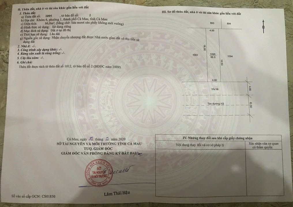 Đất nền Khu Dân Cư Licogi Cà Mau 66m² giá 900 triệu - Sổ hồng chính chủ!