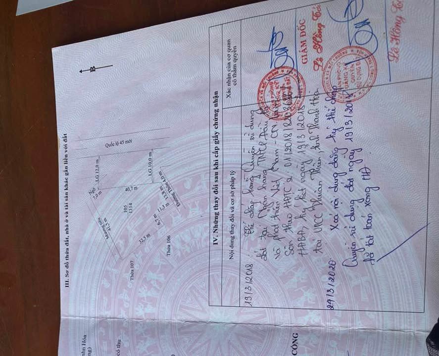 Đất thổ cư 2Ha xã Hoàng Giang huyện Nông Cống - Mặt tiền Quốc lộ 45, giá thương lượng!