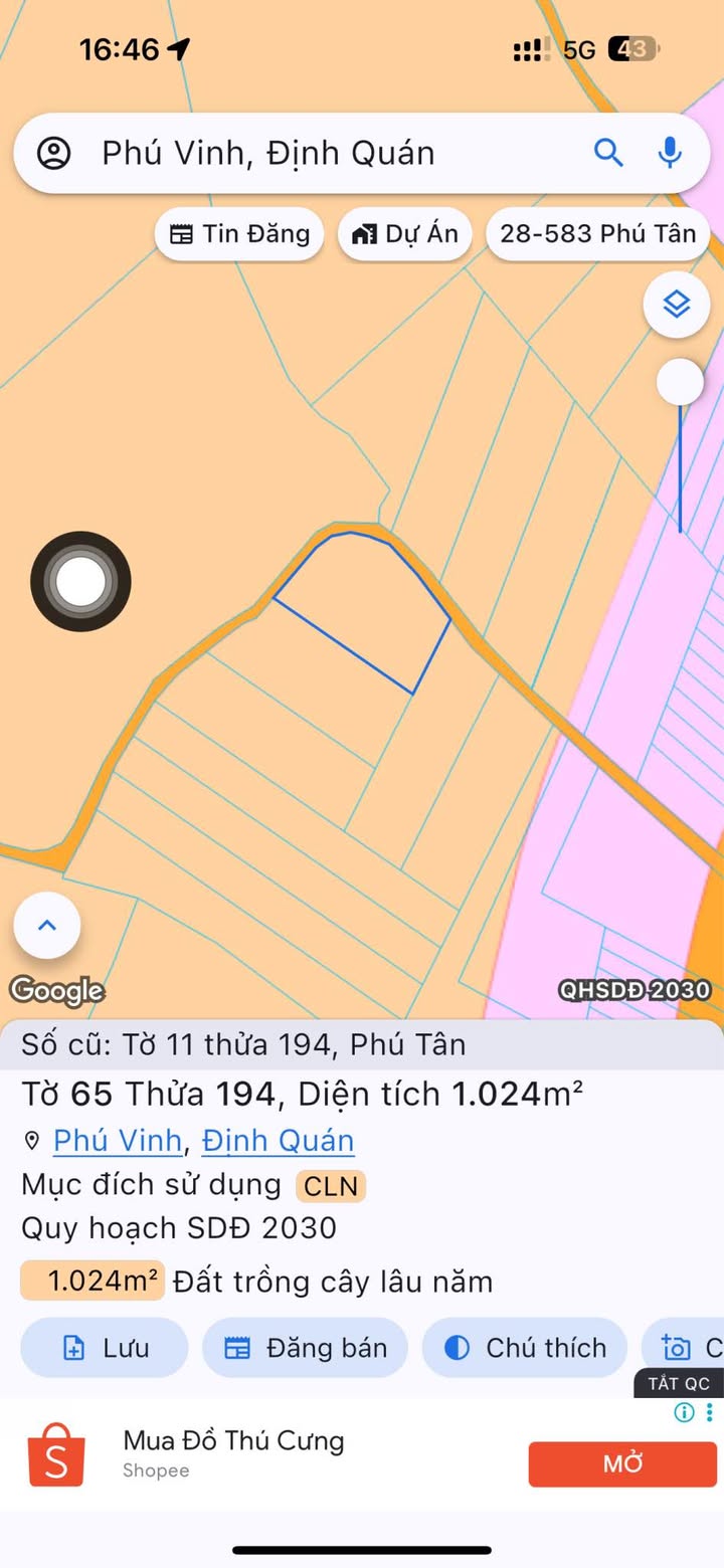 Đất nền Định Quán 1024m² giá chỉ 750 triệu - Đầu tư sinh lời ngay!