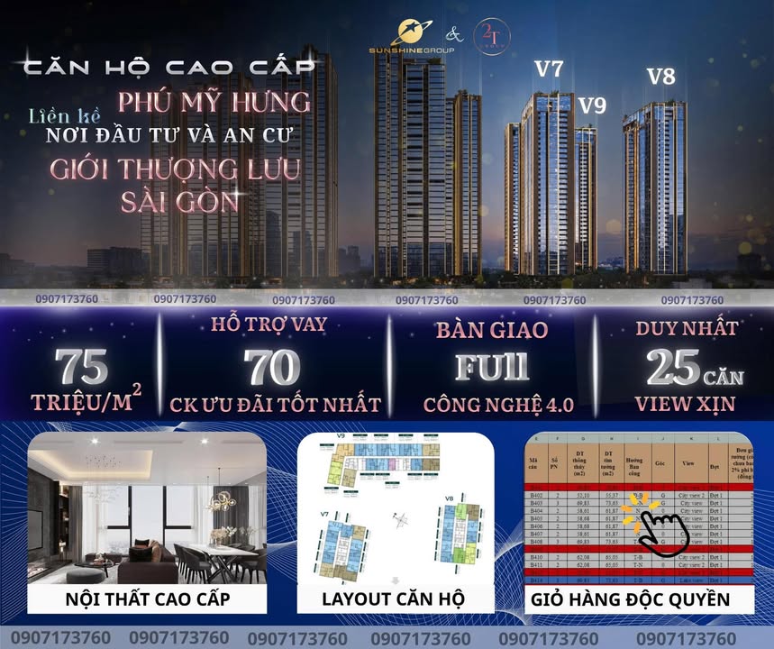 Căn hộ Sunshine Sky City Quận 7, 75m², giá chỉ 6.486 tỷ - Tiện ích 5 sao chuẩn resort!
