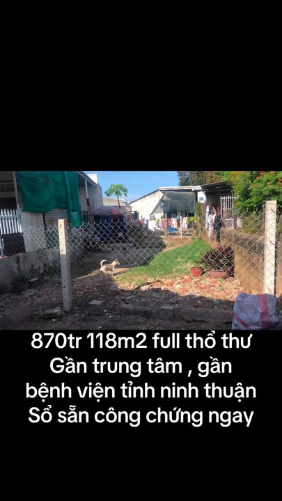 Đất thổ cư 118m² tại Phan Rang chỉ 870 triệu - Sổ đỏ chính chủ!