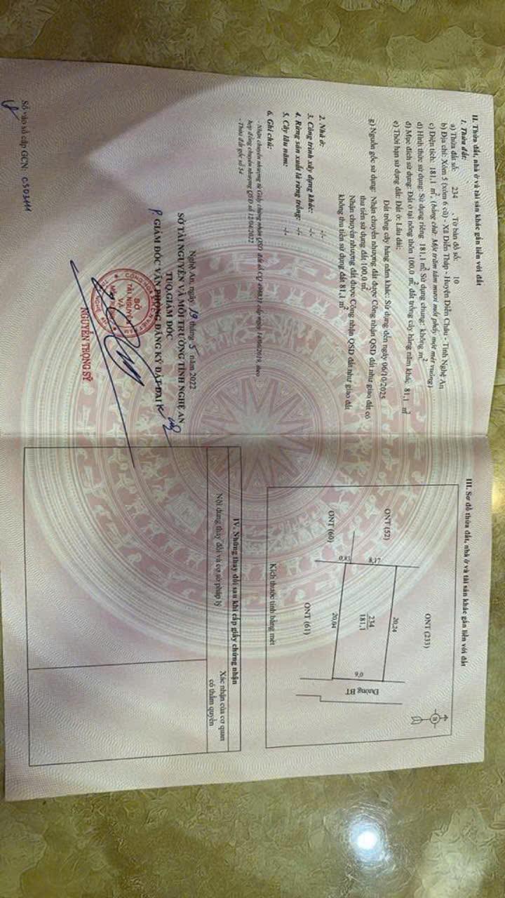 Đất nền Xóm 5 Diễn Tháp 181m² - Sổ đỏ chính chủ, thuận tiện đầu tư!