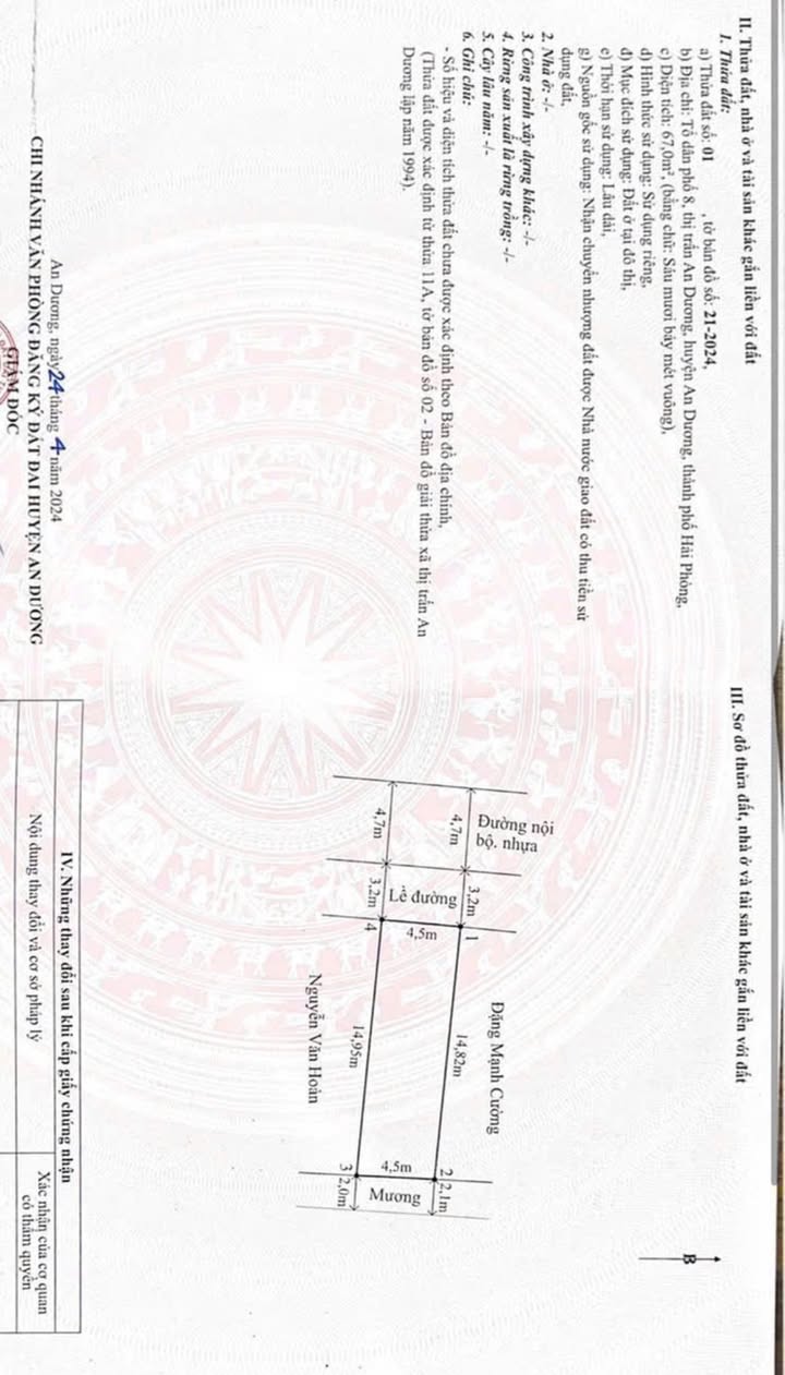 Đất nền An Dương, Hải Phòng 67m² giá 2.3 tỷ - Vị trí trung tâm, không lỗi phong thủy!