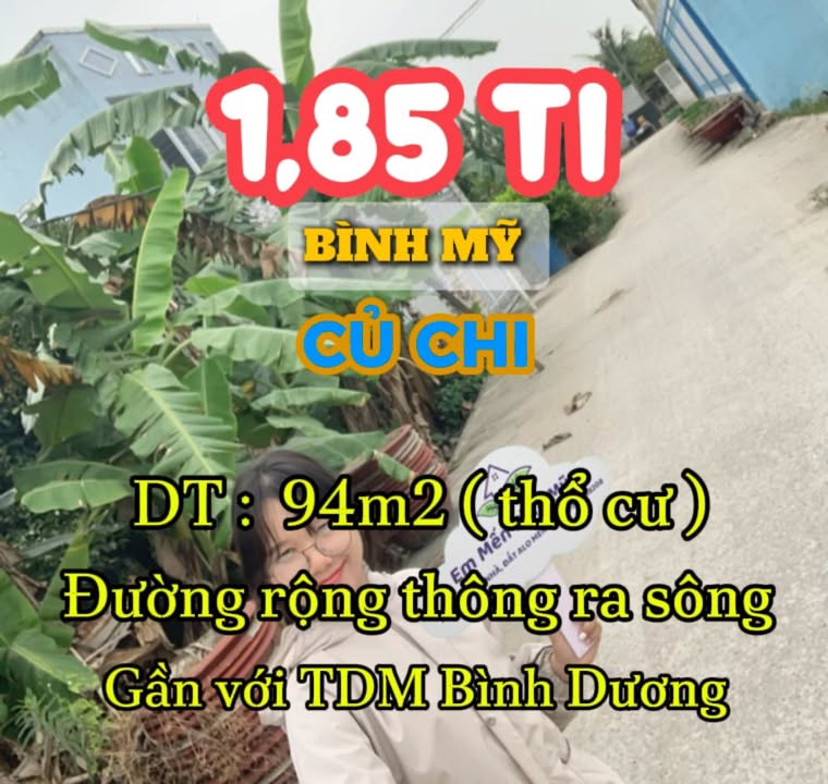 Đất thổ cư Bình Mỹ, Củ Chi 95m² giá 1.85 tỷ - Sổ đỏ chính chủ, xây dựng tự do!
