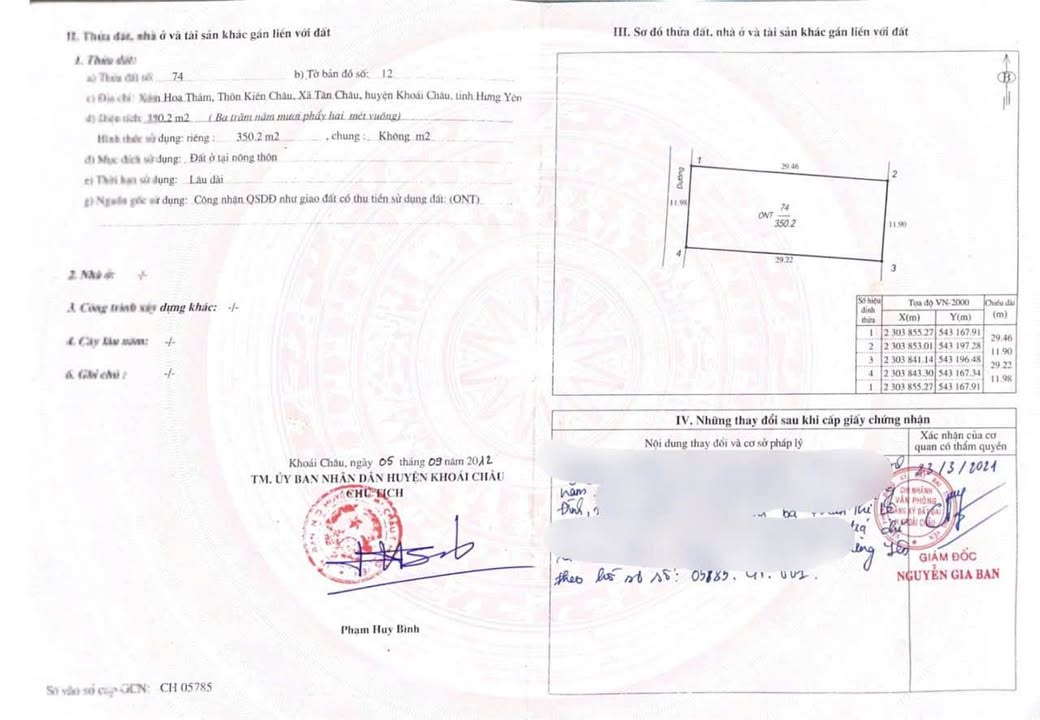 Đất thổ cư Tân Châu, Khoái Châu 350m² giá 1x triệu/m² - Ra hàng trong ngày!