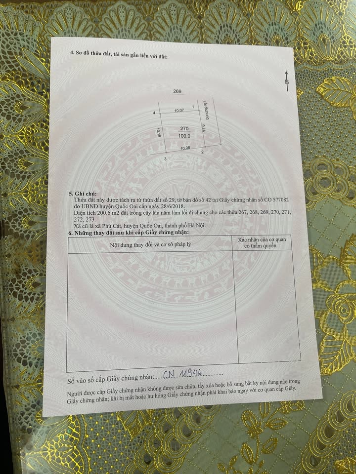 Đất thổ cư 100m² tại thôn 7 Phú Cát - Sổ đỏ chính chủ, ô tô đỗ cửa!