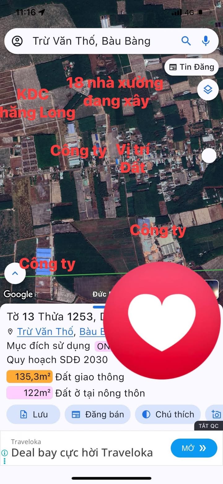 Đất nền 2000m² mặt tiền đường DT750, Bàu Bàng - Giá chỉ hơn 1 tỷ!