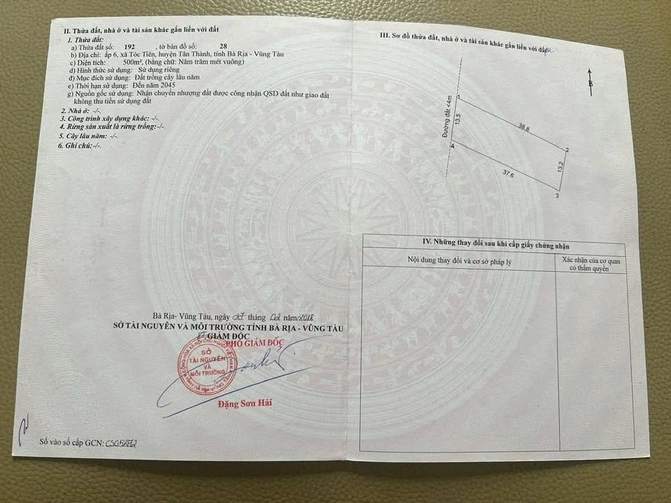 Đất nền 513m² tại ấp 6, Tóc Tiên - Giá chỉ 1.2 tỷ, đầu tư sinh lời!