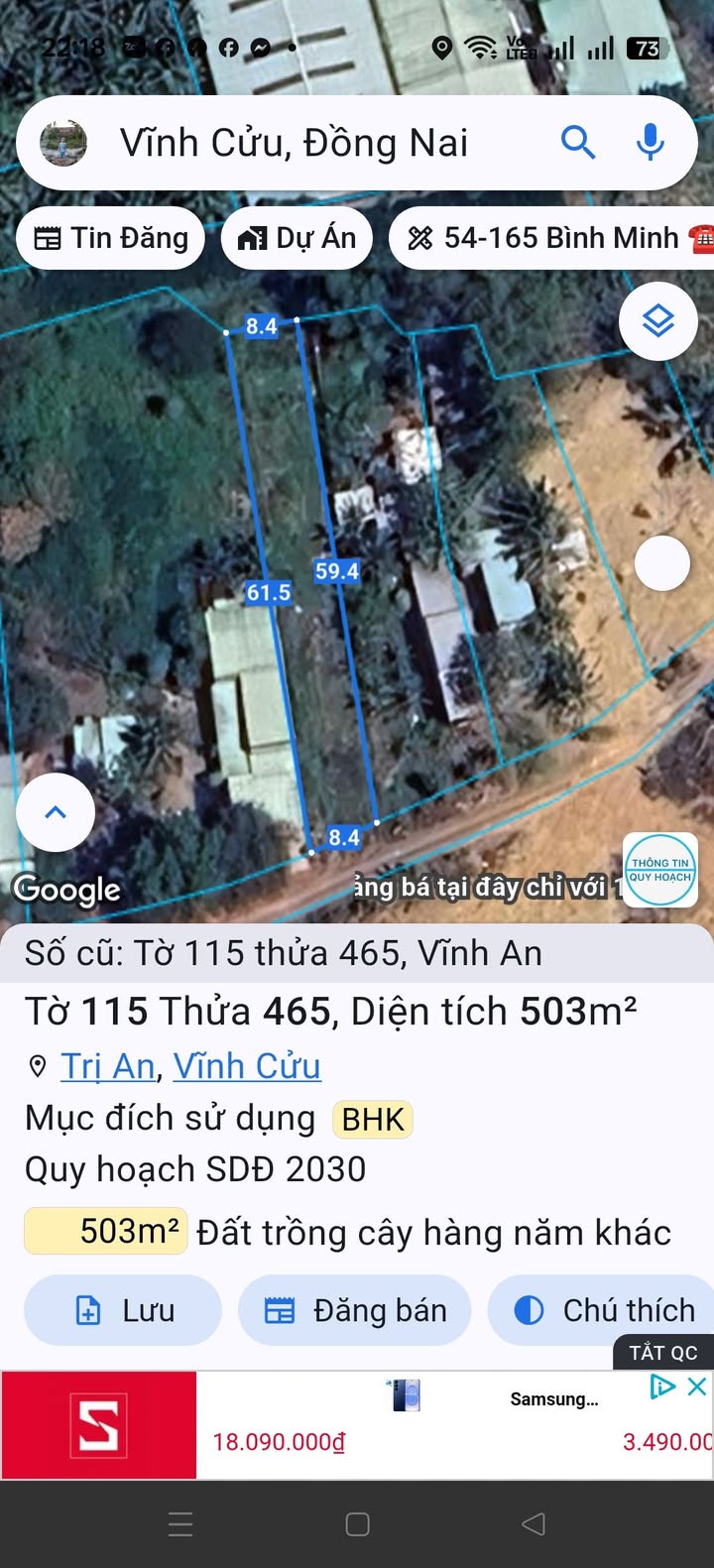 Đất nền Vĩnh An, Vĩnh Cửu 500m² giá 699 triệu - Sổ đỏ chính chủ, vị trí đẹp!