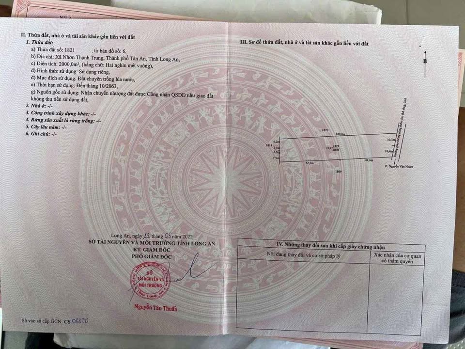 Đất lúa 2000m² mặt tiền xe ô tô Nhơn Thạnh Trung - Giá chỉ 1.5 tỷ!