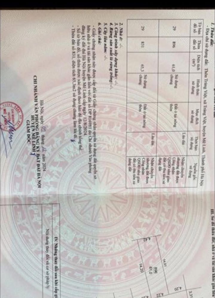 Đất thổ cư Tráng Việt Mê Linh 61m² giá 2 tỷ - Sổ đỏ chính chủ, ô tô vào tận nơi!