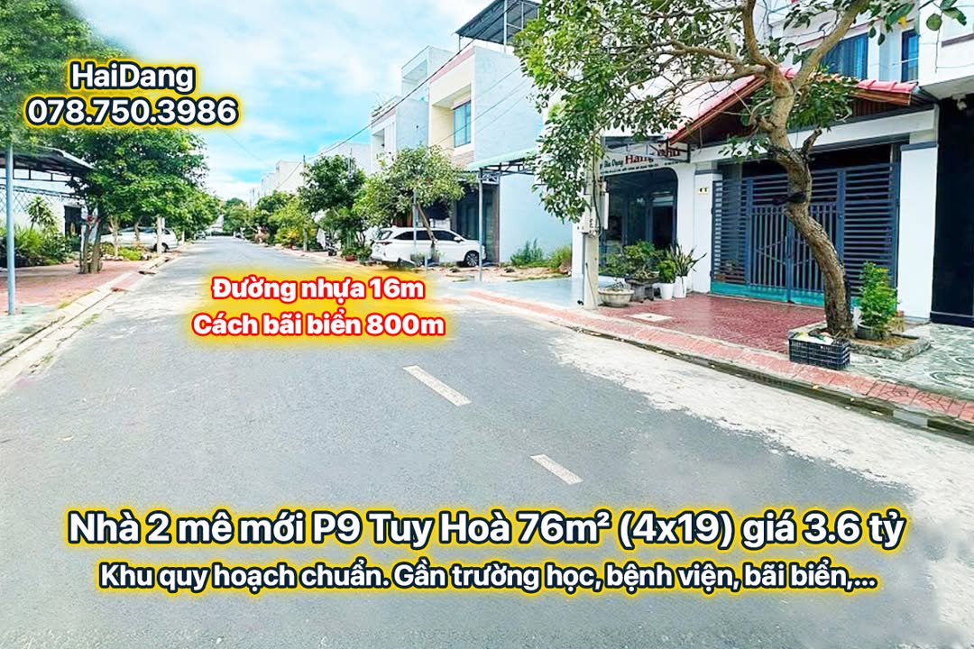 Nhà 2 mê 76m² Phường 9 Tuy Hoà giá 3.6 tỷ - Gần biển và nhiều tiện ích!