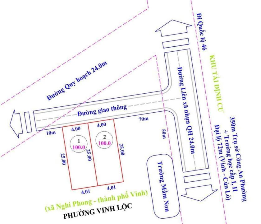Lô đất đẹp 100m² tại Nghi Phong, Nghi Lộc giá chỉ 2 tỷ - Cơ hội đầu tư tuyệt vời!
