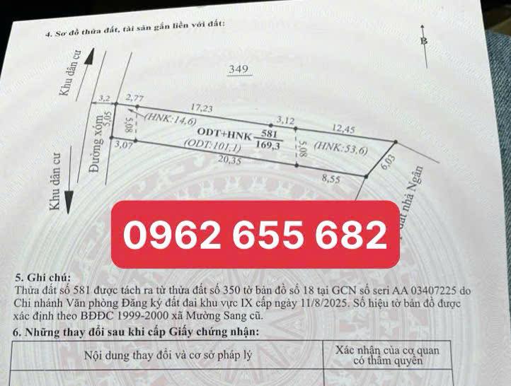 Đất nền Mường Sang, Mộc Châu 169.3m² giá 1.3 tỷ - Cơ hội đầu tư tuyệt vời!