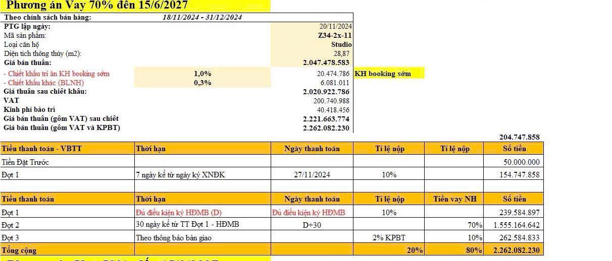 Căn hộ Studio Masteri Lakeside Gia Lâm 29m² giá 2,4 tỷ - Sẵn sàng vào ở ngay!