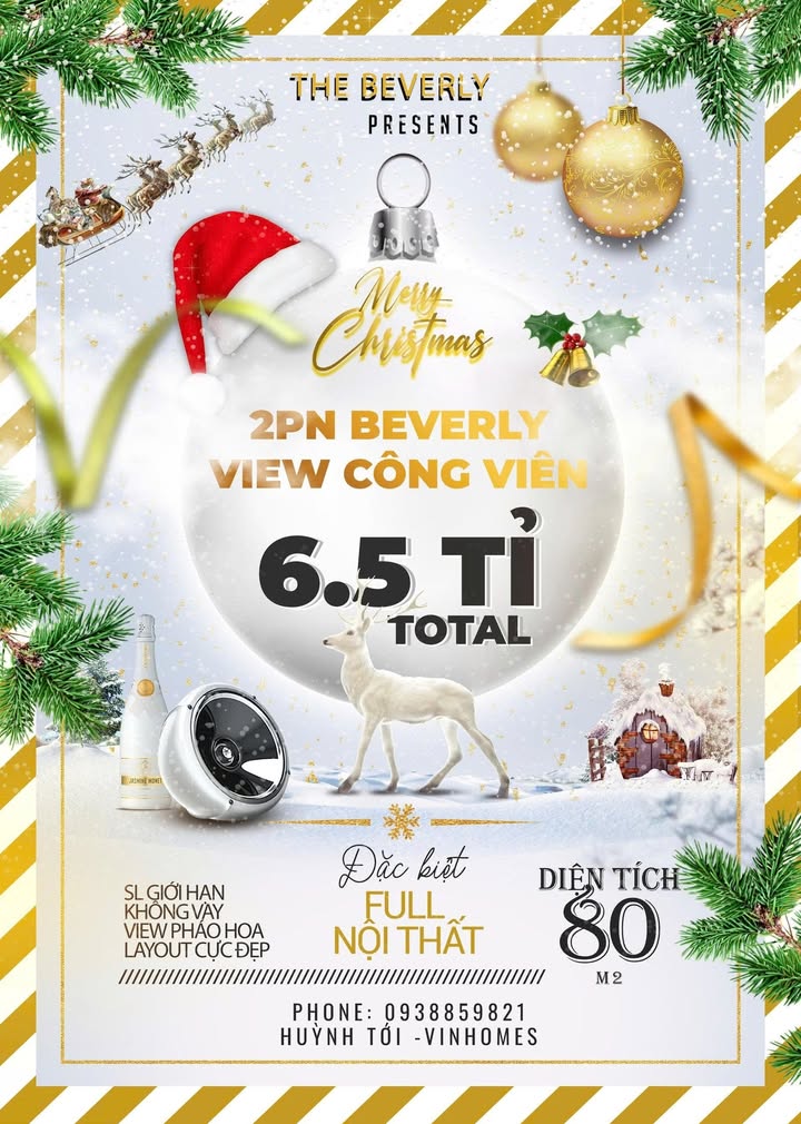 Căn hộ 2PN The Beverly 80m² giá 6.5 tỷ - Sống đẳng cấp giữa công viên 36ha!