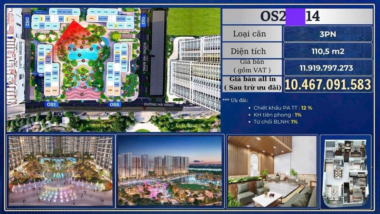 Căn hộ Opus One Quận 9 110m² giá thỏa thuận - View hồ bơi resort đẳng cấp!