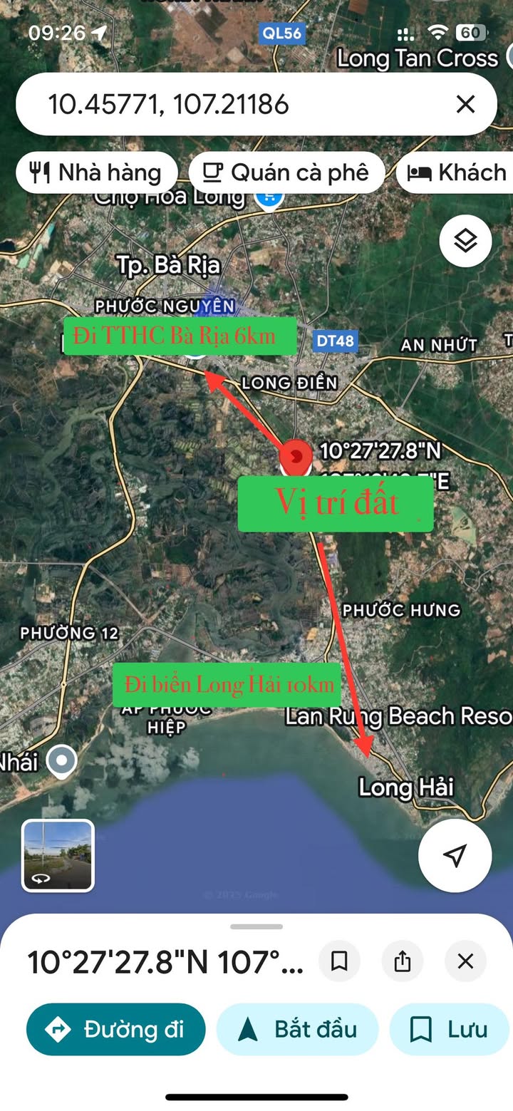 Đất nền mặt tiền Tỉnh lộ 44A, Long Điền, 320m² - Lô góc thông thoáng, giá chỉ 5 tỷ!