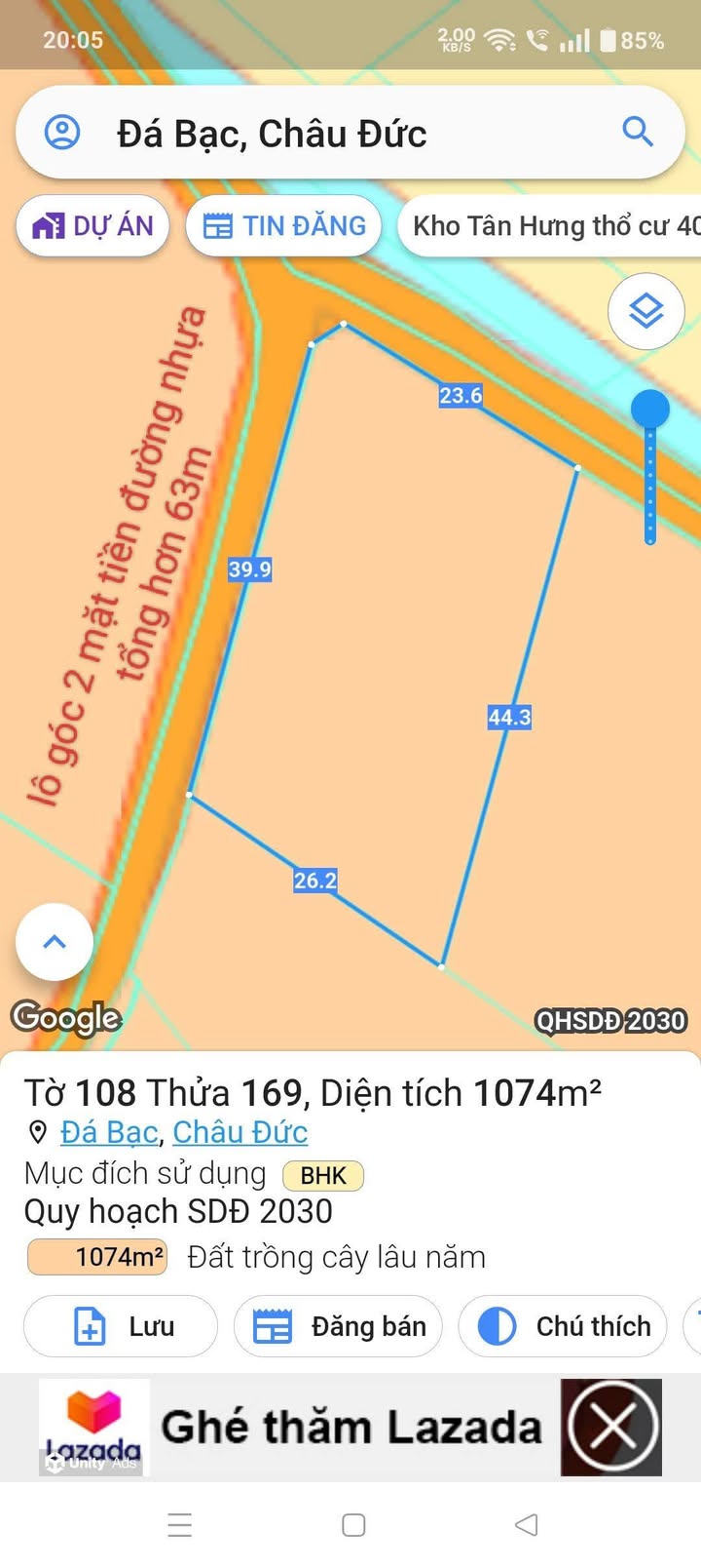 Đất nền sổ hồng riêng 1000m² xã Đá Bạc - Cơ hội đầu tư tuyệt vời chỉ 1.45 tỷ!