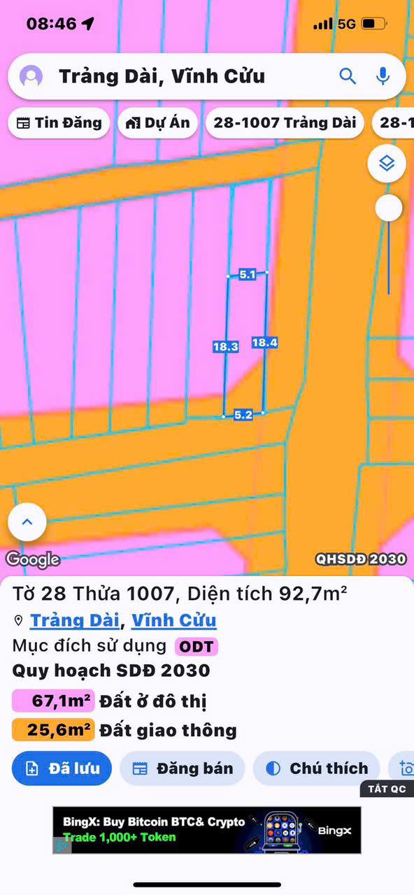 Đất thổ cư Trảng Dài 93m² giá 2.55 tỷ - Cơ hội đầu tư sinh lời!