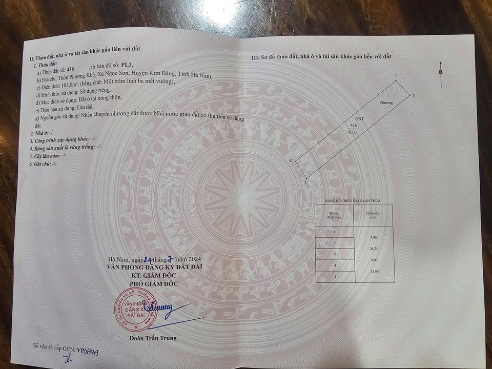 Đất thổ cư Ngọc Sơn Kim Bảng 103m² giá 1.9 tỷ - Vị trí đẹp, dân cư đông