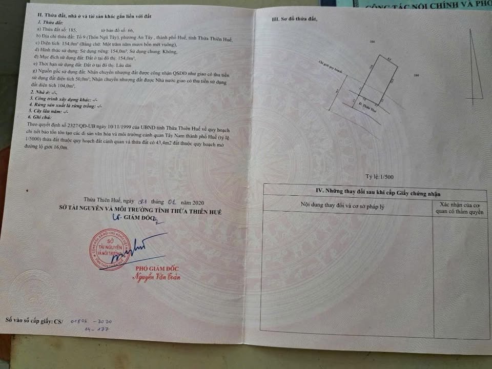 Đất mặt tiền Thiên Thai, An Cựu, Huế 154m² giá 2.5 tỷ - Tiềm năng tăng giá cao!