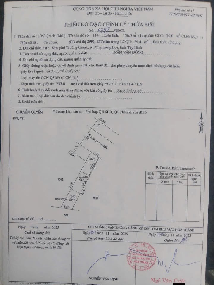 Đất nền hẻm 24 Trịnh Phong Đáng, Long Hoa, Hòa Thành - 155m² giá 143 triệu/m² - Cơ hội đầu tư lý tưởng!