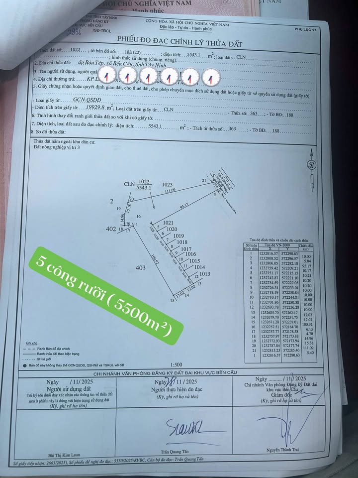 Đất vườn 5.5 công tại ấp Bàu Tép, Tây Ninh - Giá chỉ 1.15 tỷ!